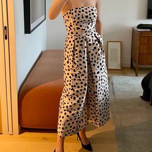 Leopard Print Strapless Culotte Jumpsuit